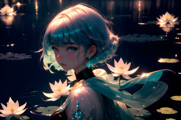 月光下的荷花少女 / Lotus Girl Under Moon