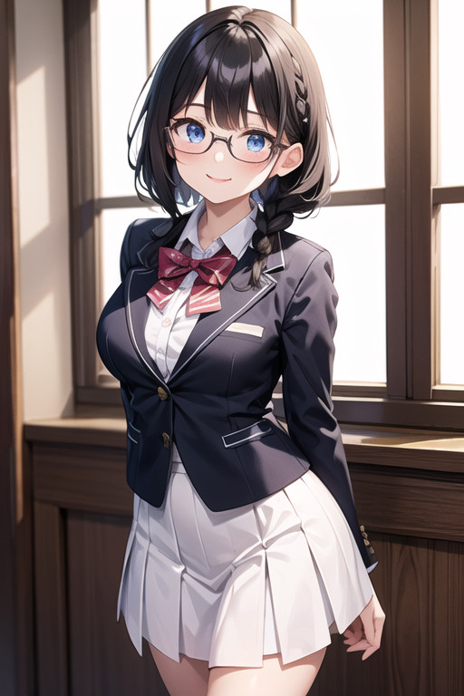 巨乳な三つ編みメガネっ娘中学生