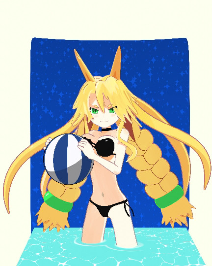 Metallia in a swimsuit.