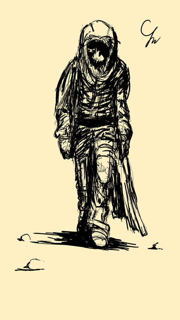 Black coat in the desert