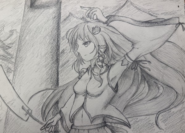 東風谷早苗　鉛筆画