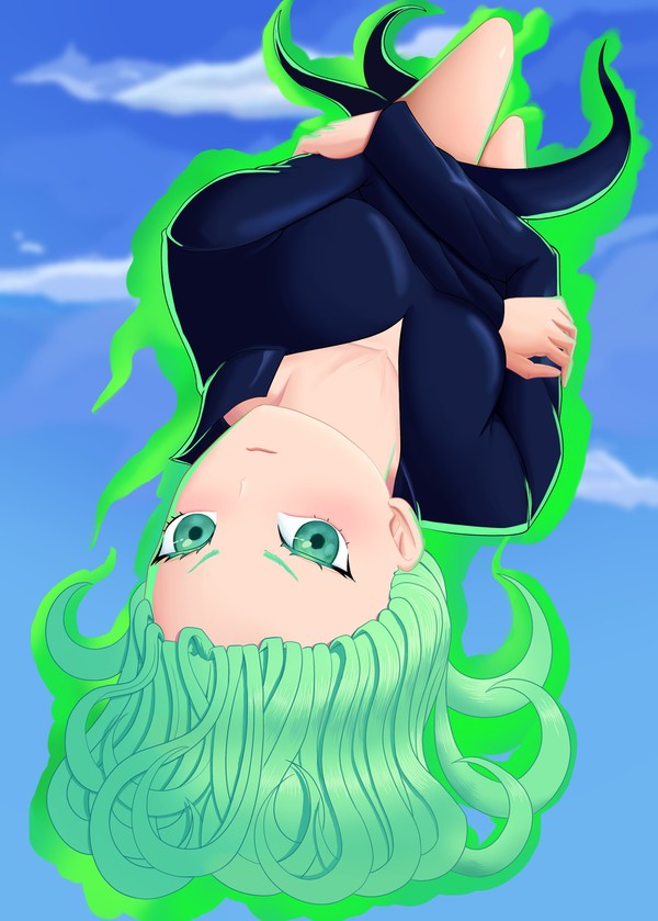 Tatsumaki's upside down stare