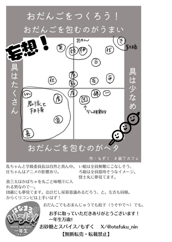 【5月無配】一年生でおだんごをつくろう！妄想