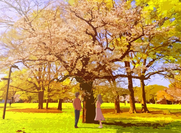 写真から背景を作る練習　夕方の桜