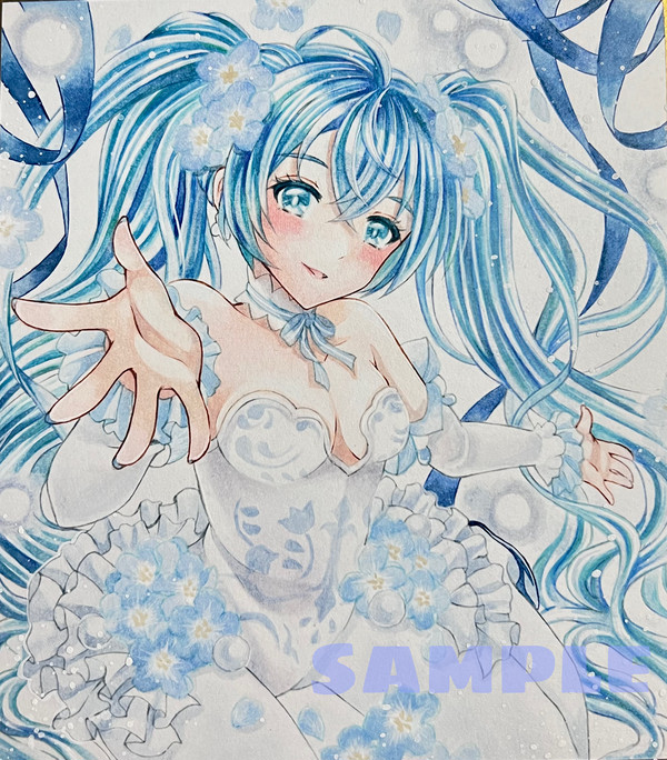 手描きイラスト　初音ミク　Flower Fairy　ネモフィラミ