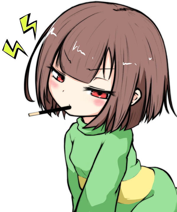 ポッキーを取られると思って威嚇するcharaちゃん