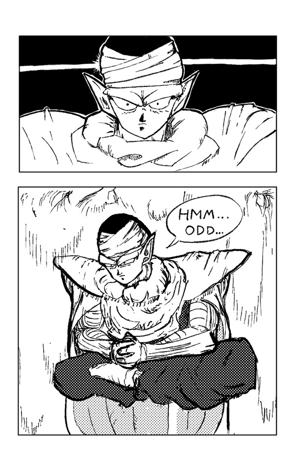 Piccolo floating near waterfall