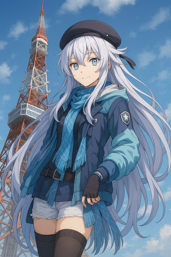 電波塔と女の子