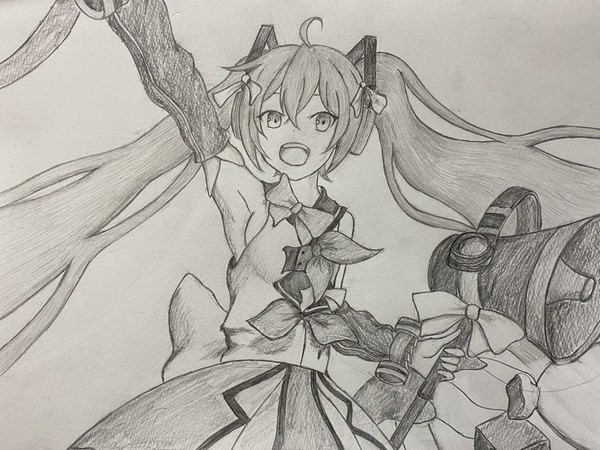 初音ミク2018　鉛筆画