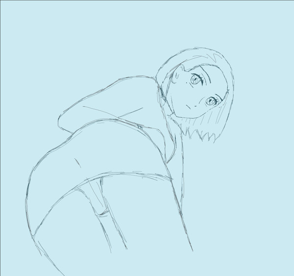 コモリ尻 下描き
