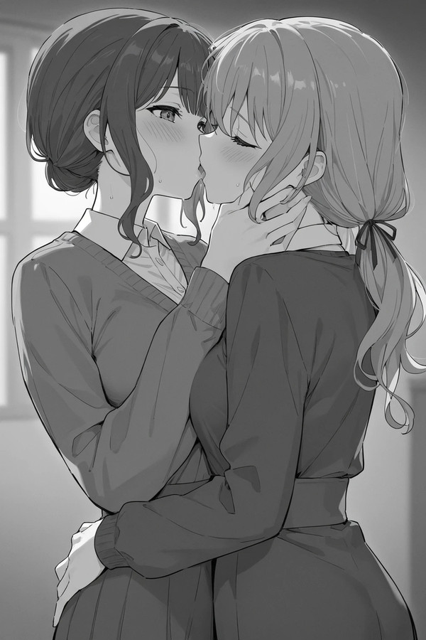 女子生徒と女教師の香しい百合キス風景