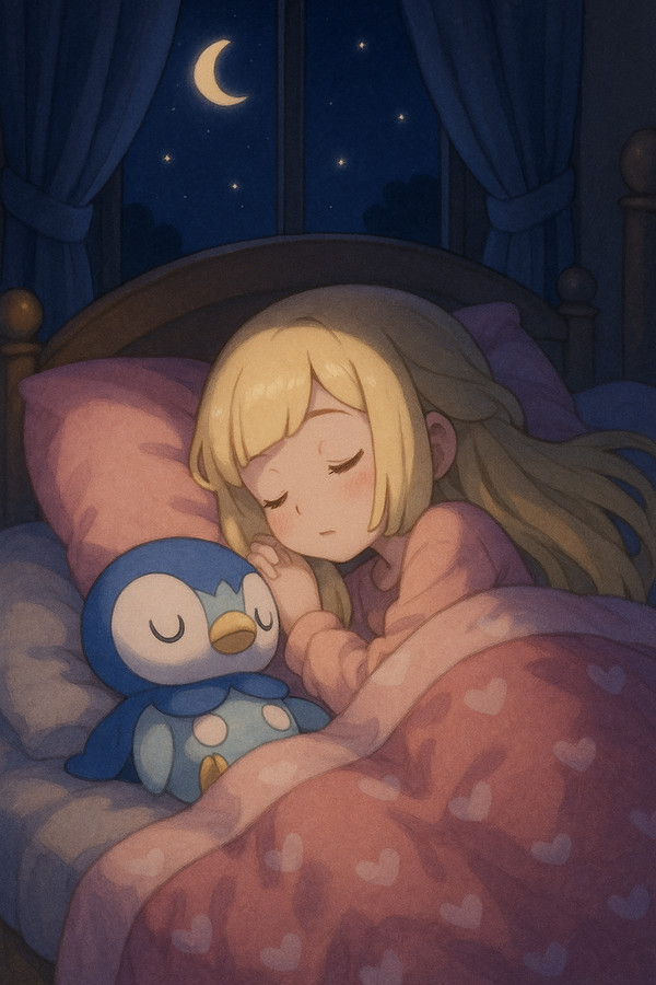 リーリエとポッチャマの寝顔