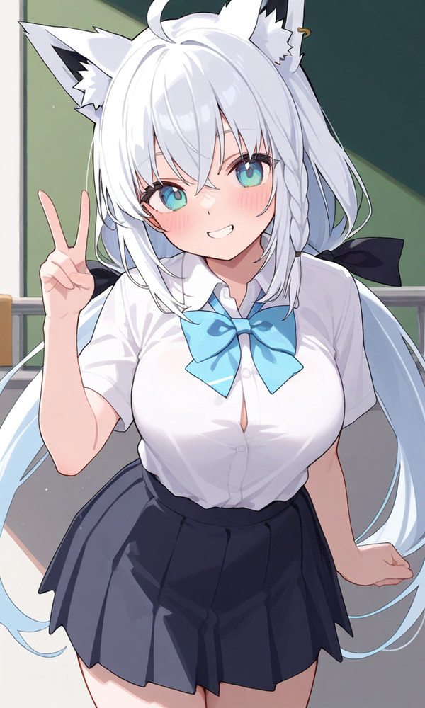 学生服を着たフブキ