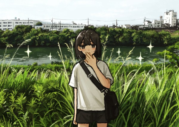 朝の川はきらきら