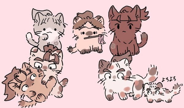 🥷🥚キャラ猫化+おまけの孫次郎平太