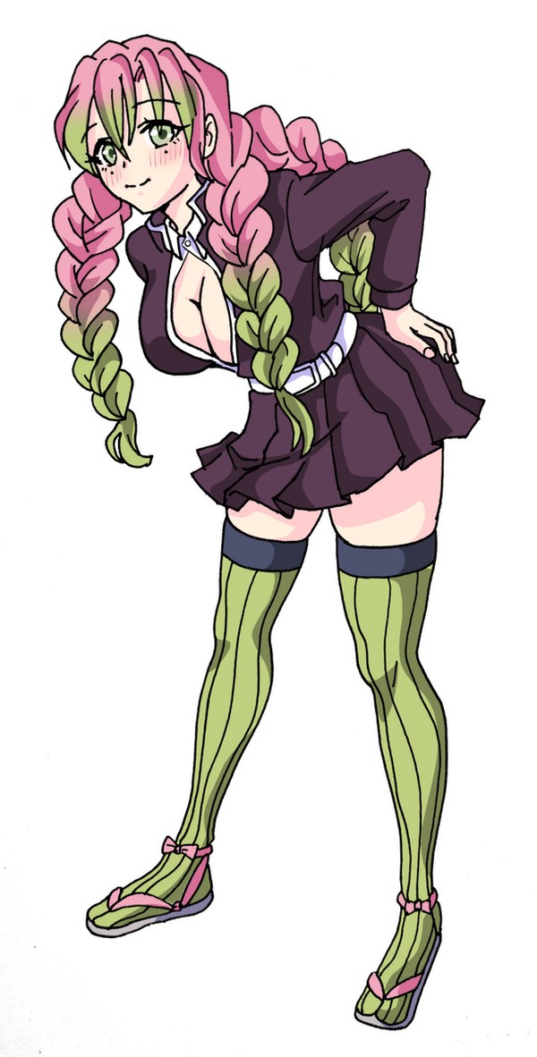 腰に手を当てる蜜璃ちゃん（カラー版）✨
