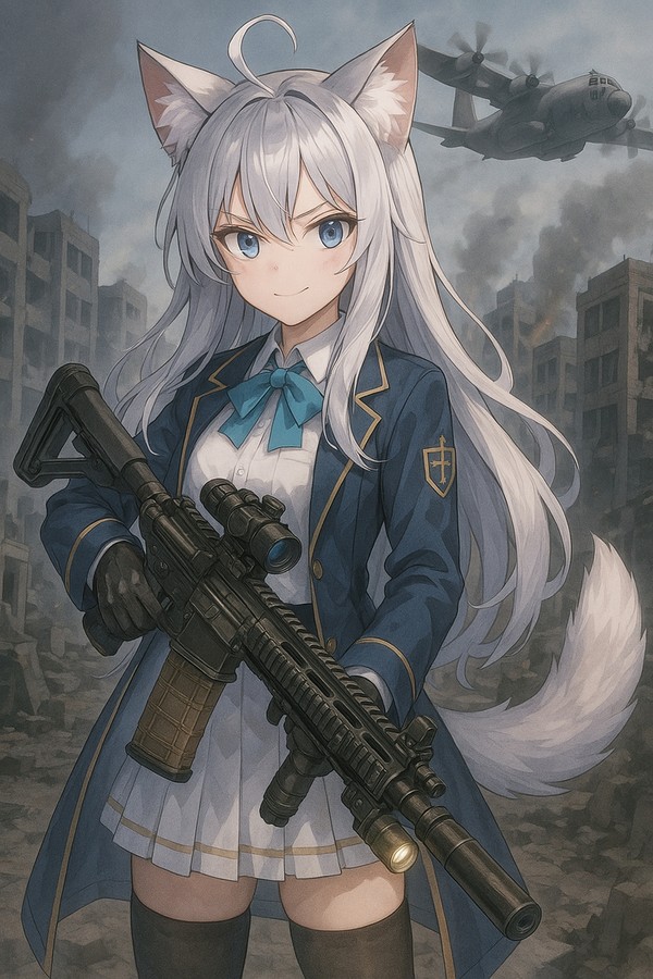 銀髪ケモミミ武装少女