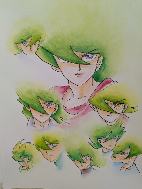 超人ロックファンアート、アナログ、水彩画