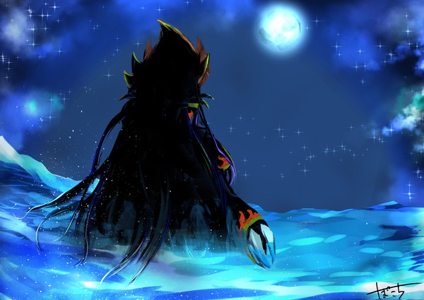 反転魔王ブラックと水面