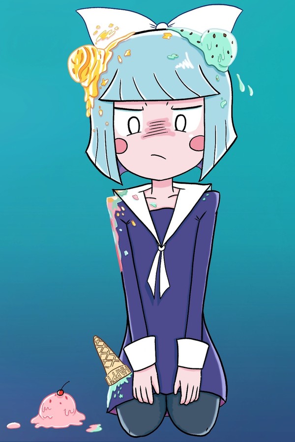 アイス落とした(総集編サムネ用イラスト)