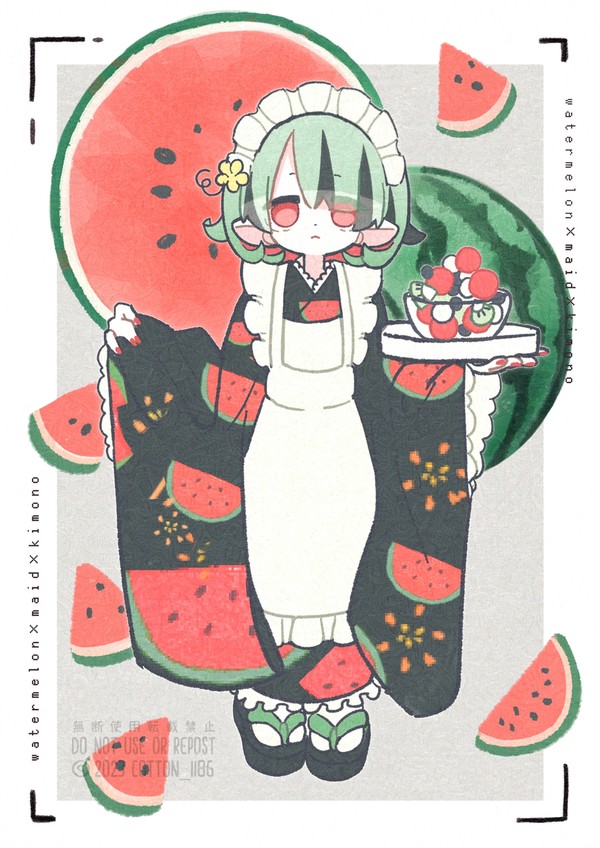 スイカ×和服メイド