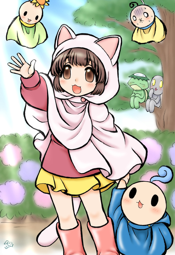 てるてる坊主と女の子。