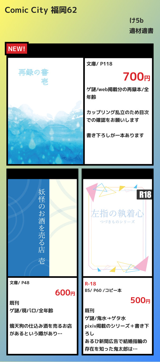 7/6 CC福岡62 お品書き