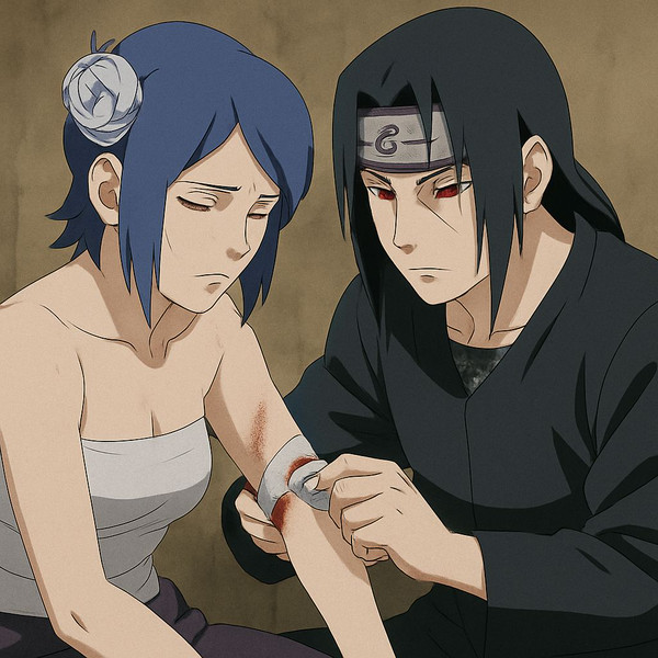 Itachi cuidando a Konan