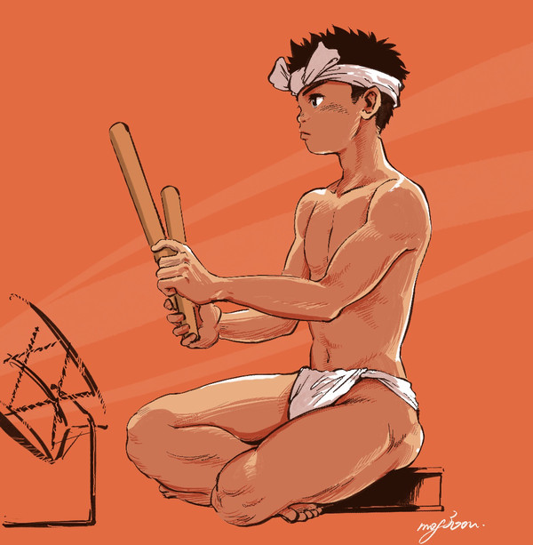 太鼓を叩く少年