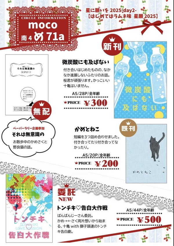 【7/13星願】お品書き【はじめてはラムネ味】