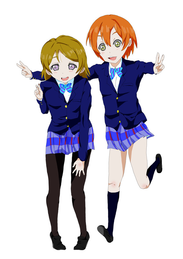 小泉花陽＆星空凛(2ショット、制服、ピース)