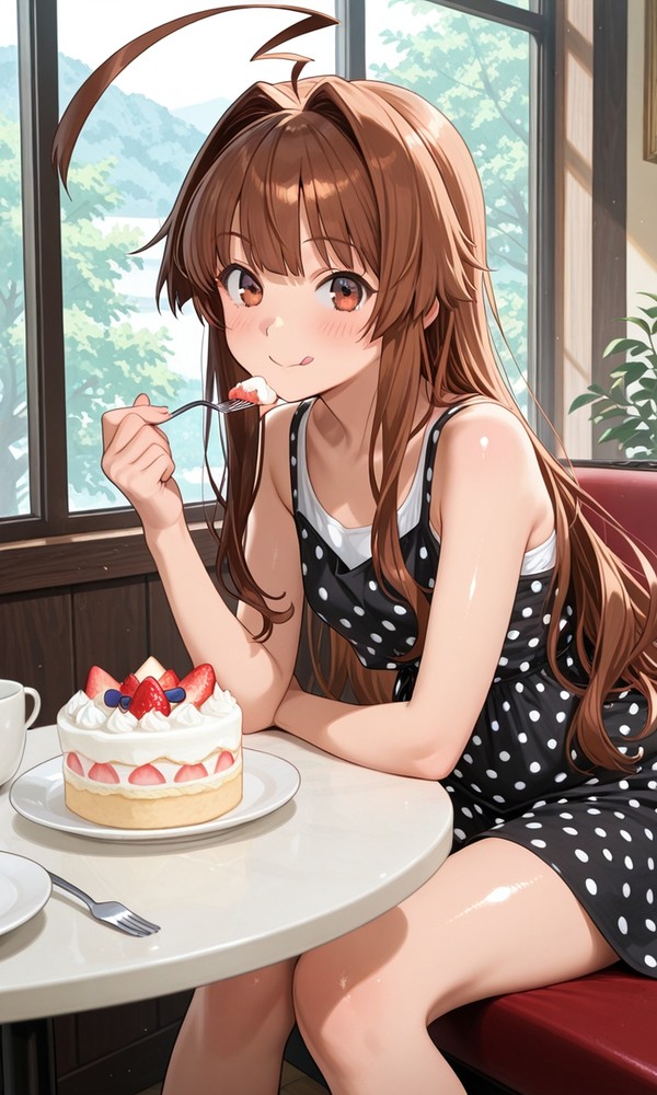進水日記念にケーキを食べる球磨ちゃん