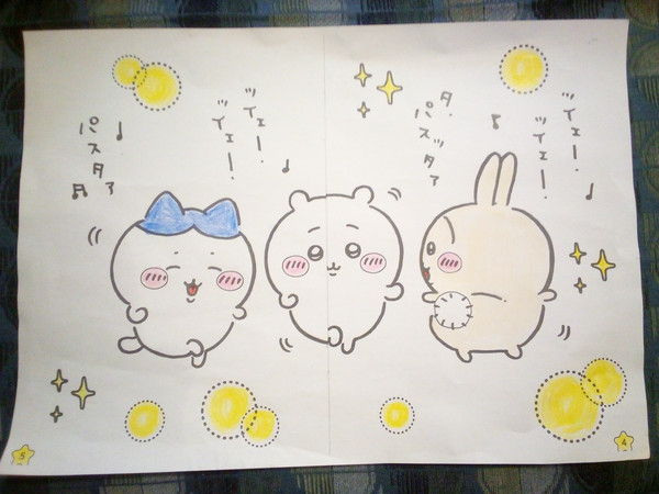 ちいかわの塗り絵のアナログバージョン
