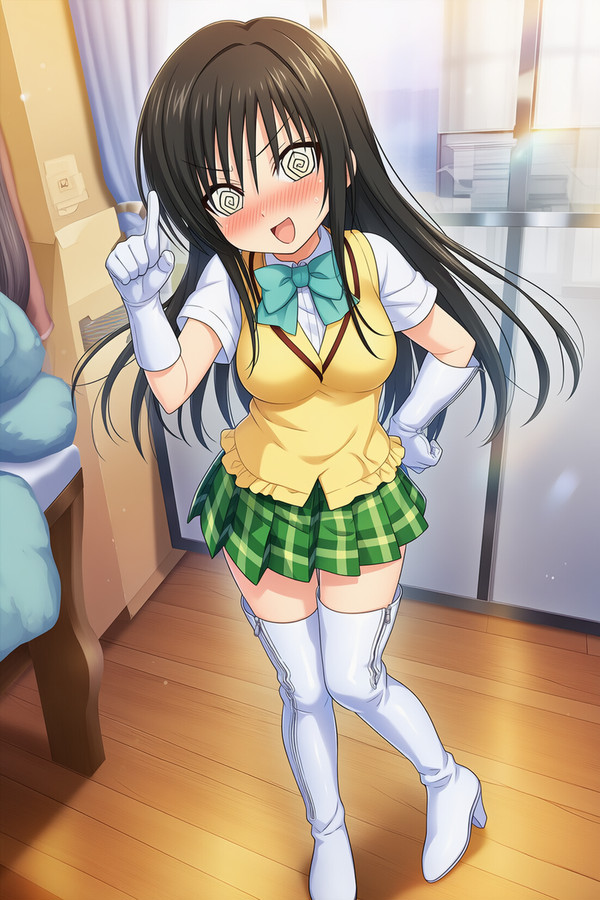 白いニーハイブーツを履くの古手川唯