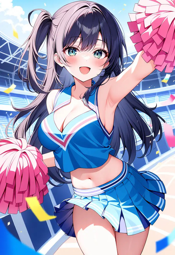元気いっぱいに応援するチアガール