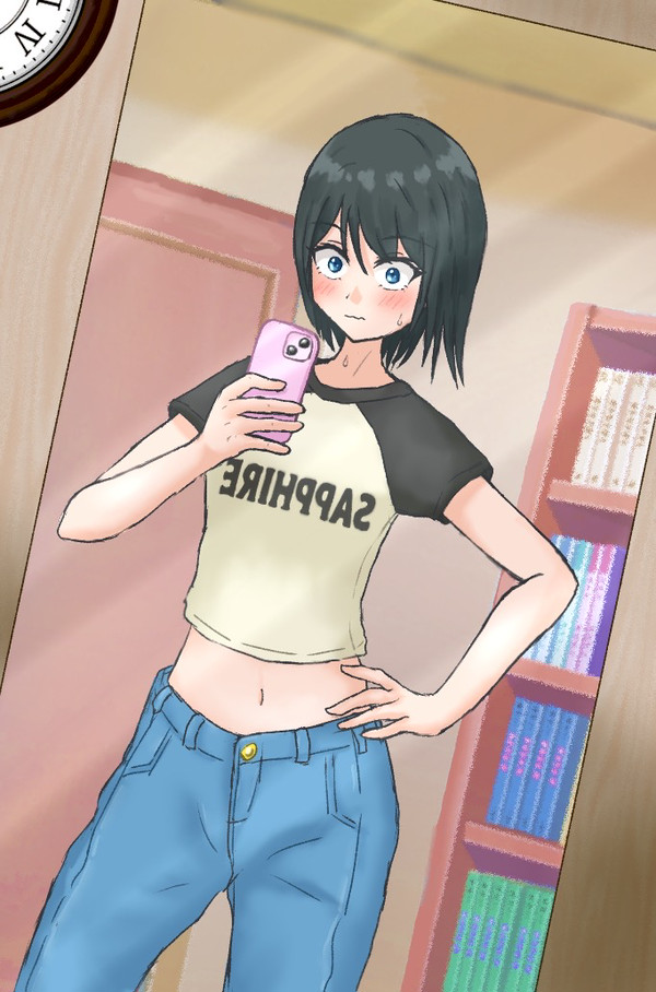 初めてへそ出しに挑戦する女の子