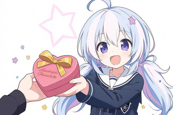 先生に手作りチョコレートをプレゼントしてくれるレイサ
