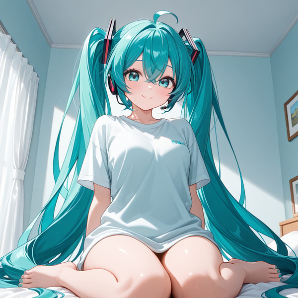 Hatsune Miku in a W-sitting pose