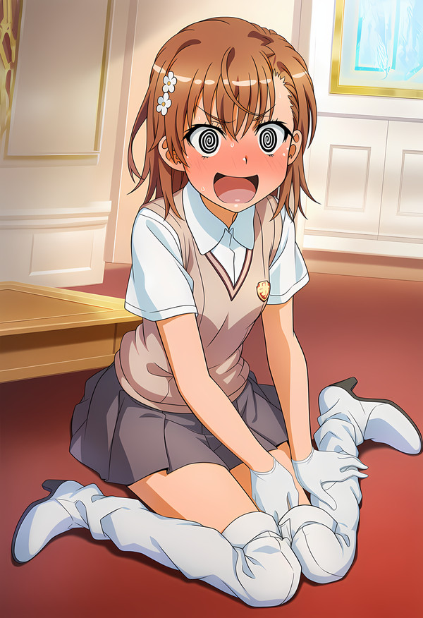 制服ブーツ美琴　ぐるぐる目バージョン