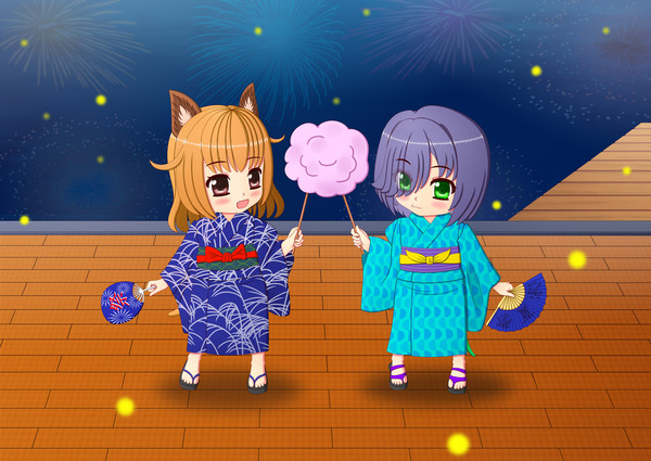 お祭りの仲良し綿菓子