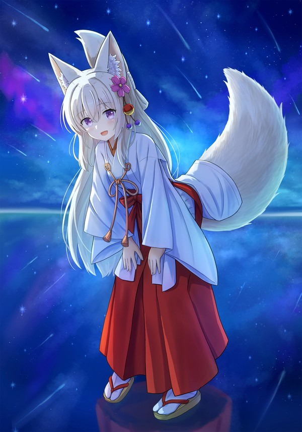 星降る夜の巫女狐娘