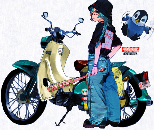 バイクとウチの初音ミクとペンギン
