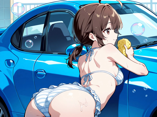 【オリキャラ】佐藤理奈の洗車の様子