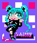 黒のボディコンのミクさんのドット絵