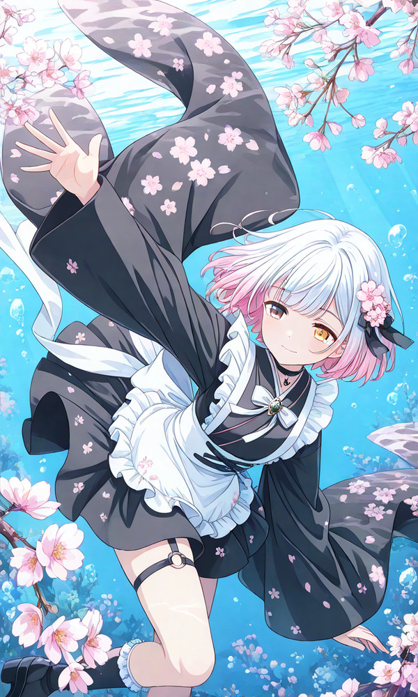 オッドアイ桜羽エマちゃん水中にて