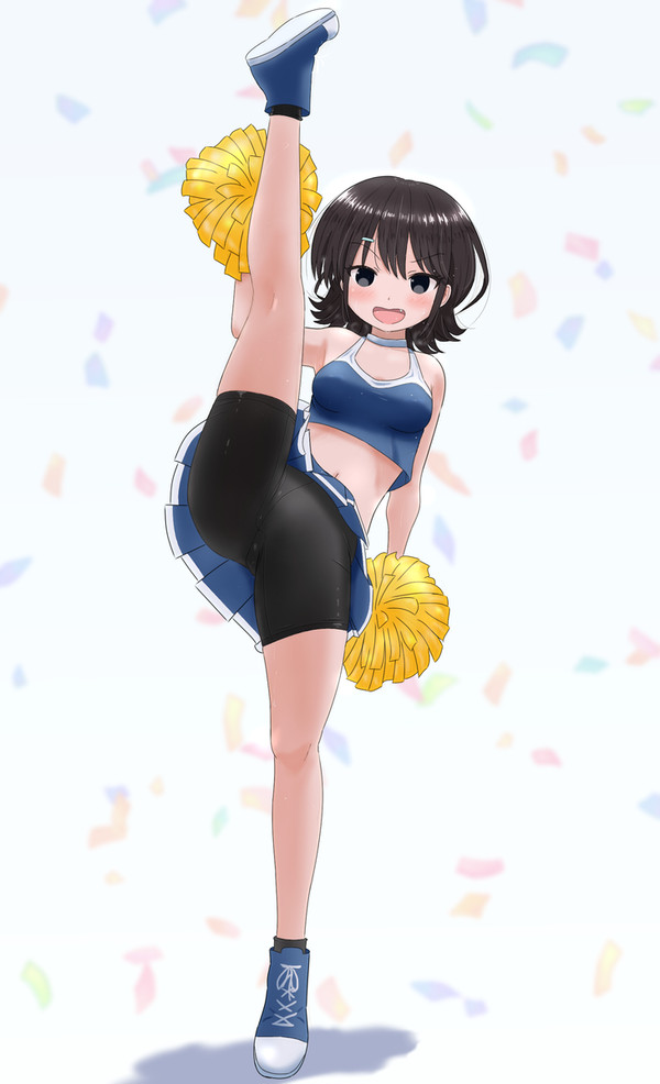 黒髪ショートスレンダー陸上部後輩ちゃんチアリーダーI字バランス