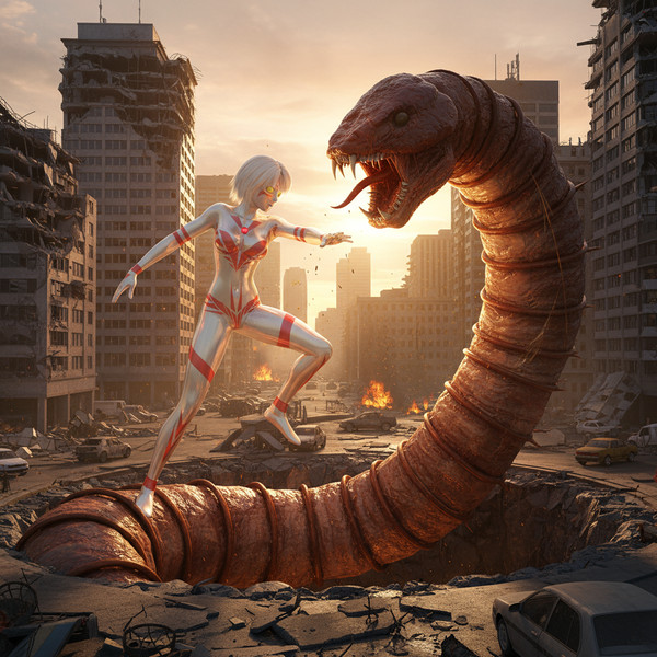 Ultragirl vs Earthworm Kaiju