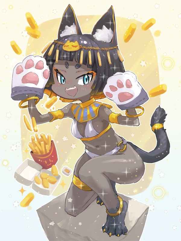 ポテナゲが大好きな褐色エジプト猫耳