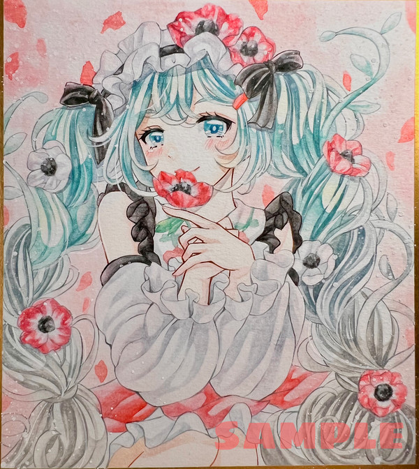 手描きイラスト　初音ミク　Flower Fairy　アネモネ