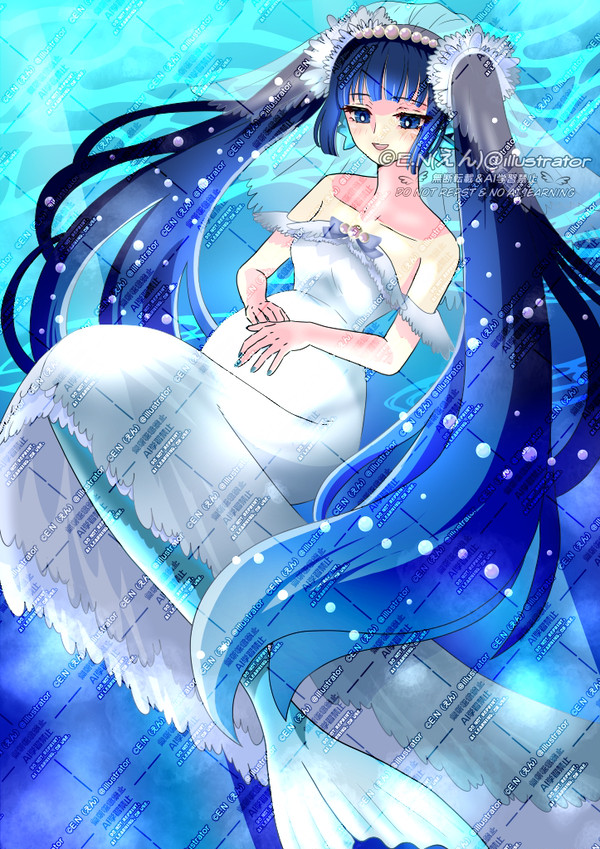 ウェディングドレス着た妊婦の人魚